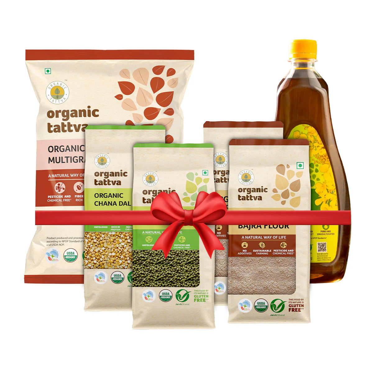 Organic Tattva Winter Kitchen Essentials Family Pack – Mustard Oil, Pulses, Bajra & Multigrain Atta Combo (High Protein, 100% Organic)