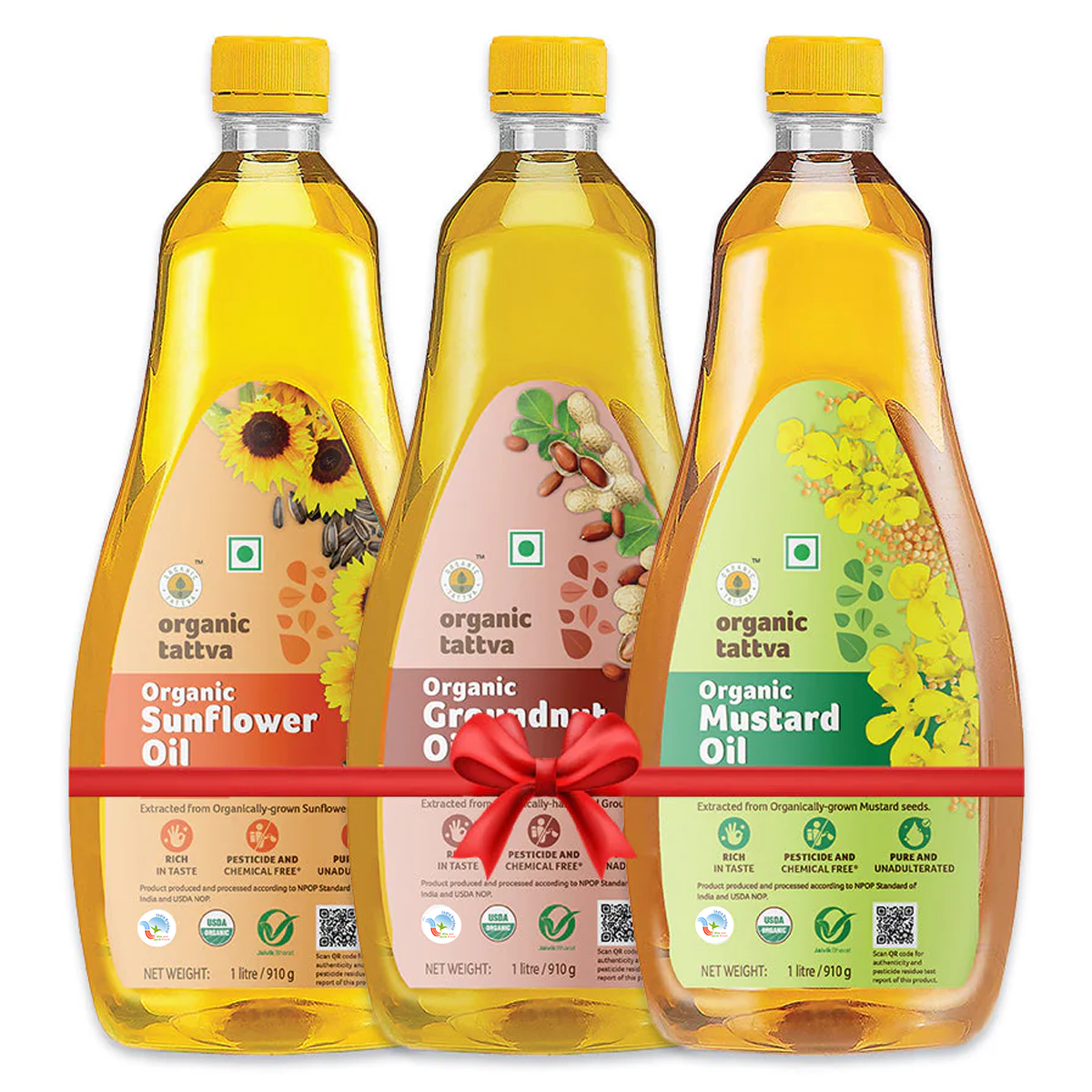 Cold Pressed Oils combo - Mustard oil, Sunflower oil, Peanut oil