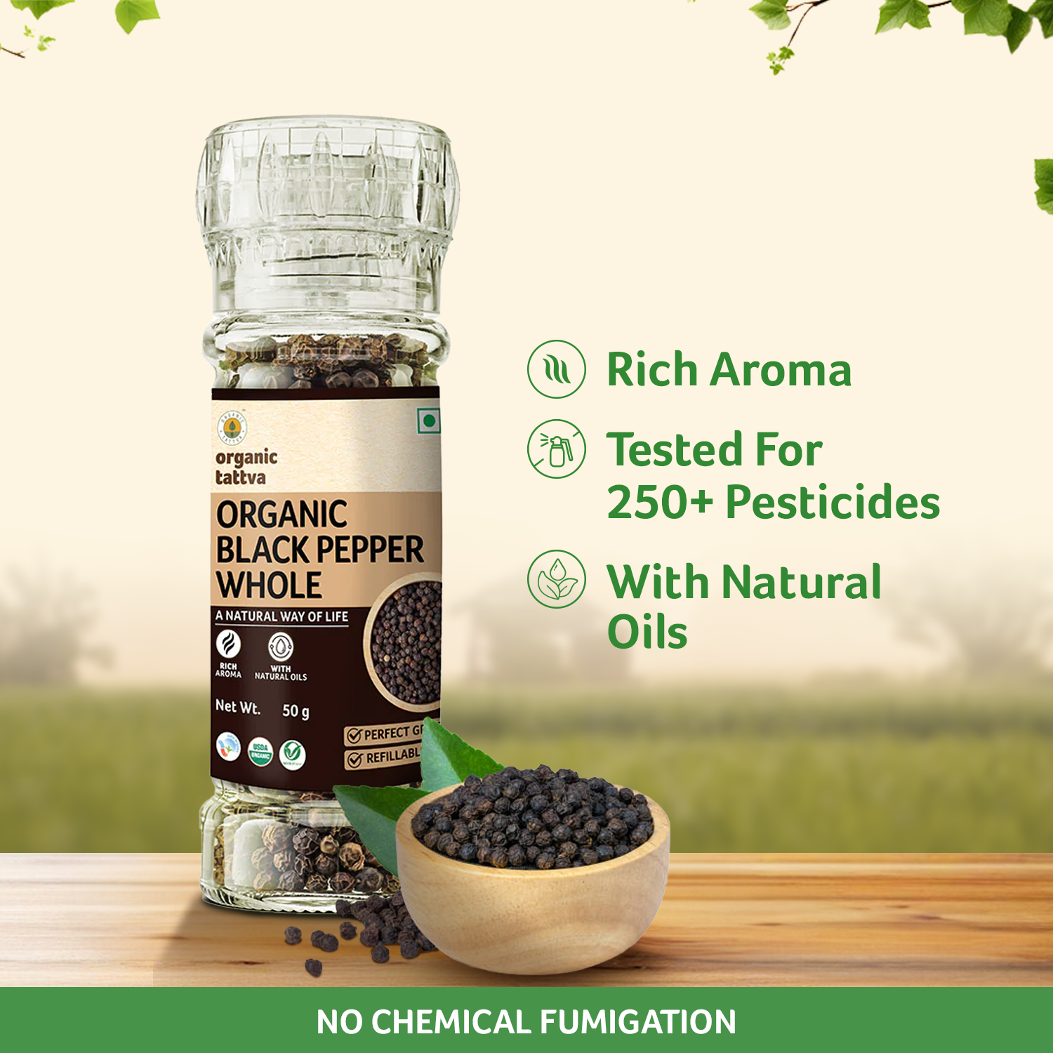 Organic Black Pepper Grinder