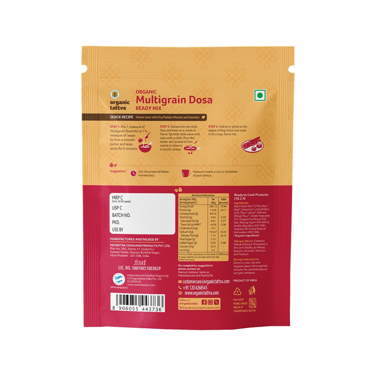 Organic Multigrain Dosa Ready Mix