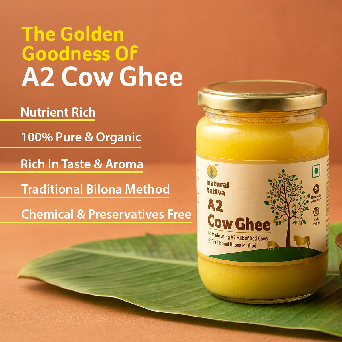 Natural Tattva A2 Cow Ghee - 1L