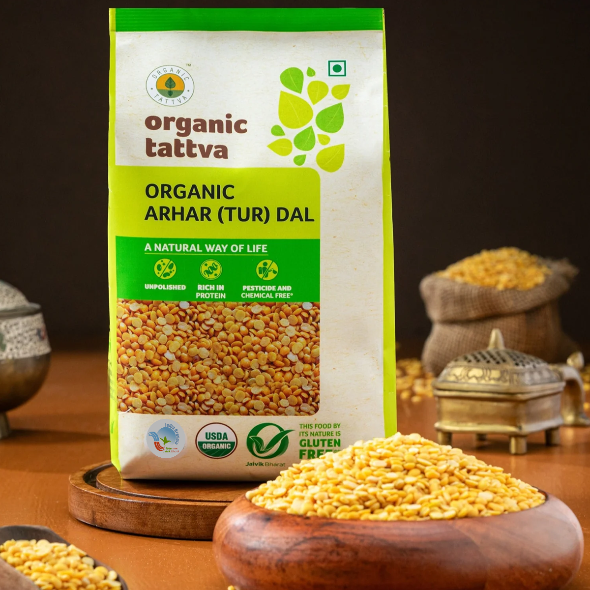 Rasoi Essentials Pack - Chakki Atta (Whole Wheat) – 5kg, Cold-Pressed Mustard Oil – 1L, Traditional Basmati Rice – 5kg & Arhar Dal – 1kgx2