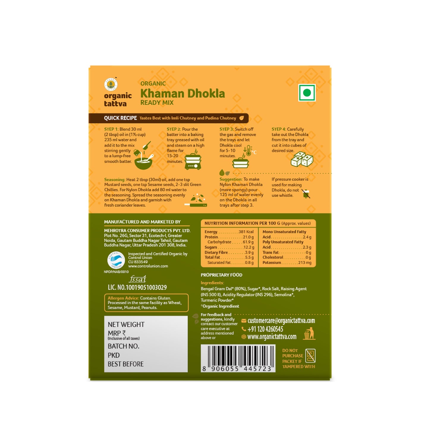 Organic Khaman Dhokla Ready Mix