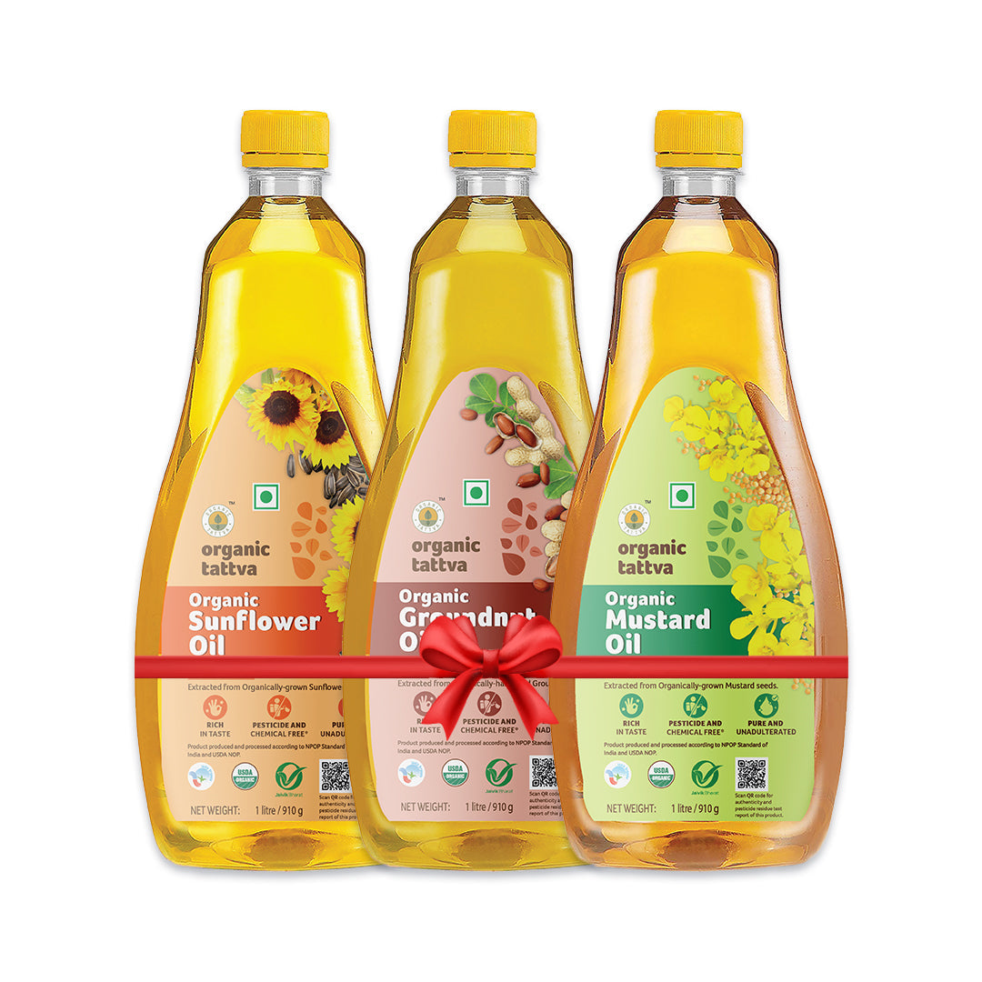 Cold Pressed Oils combo - Mustard oil, Sunflower oil, Peanut oil