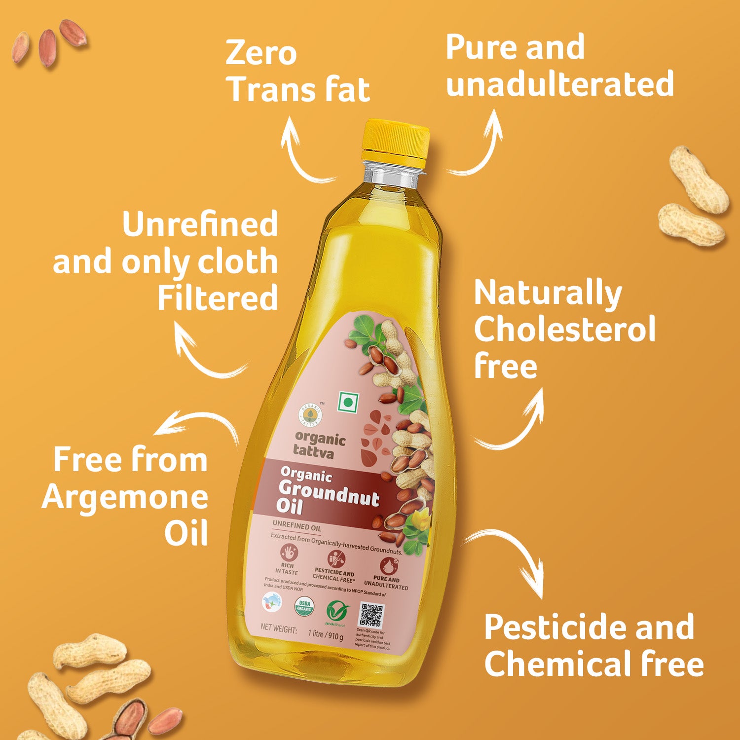 Organic Cold Pressed Groundnut Oil