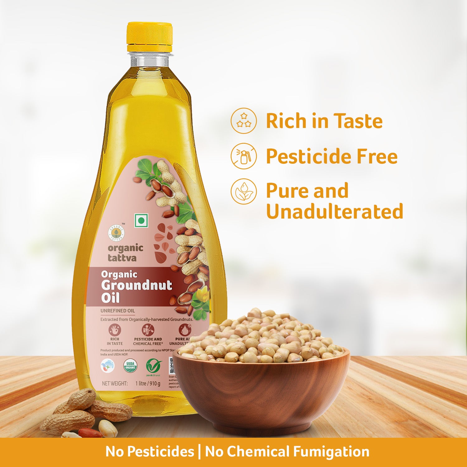 Organic Cold Pressed Groundnut Oil
