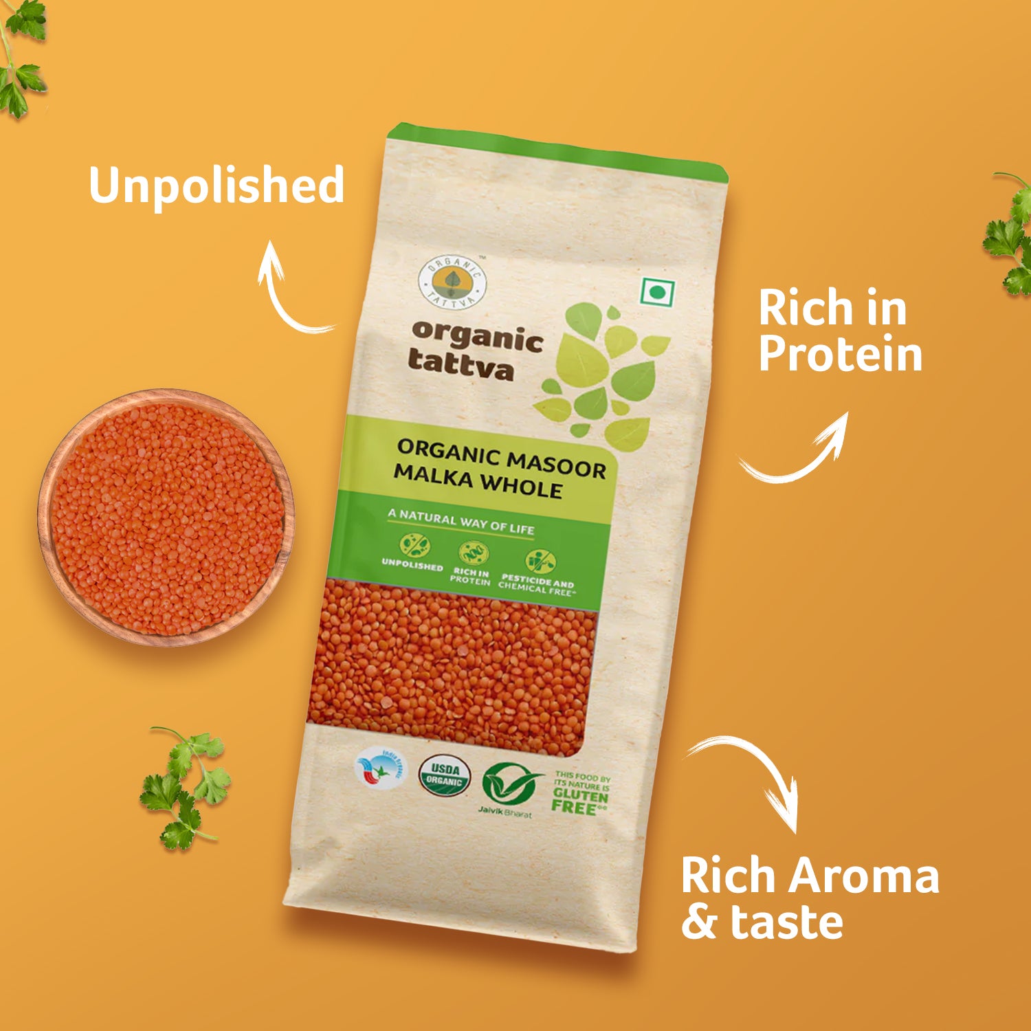 Organic Masoor Malka Whole