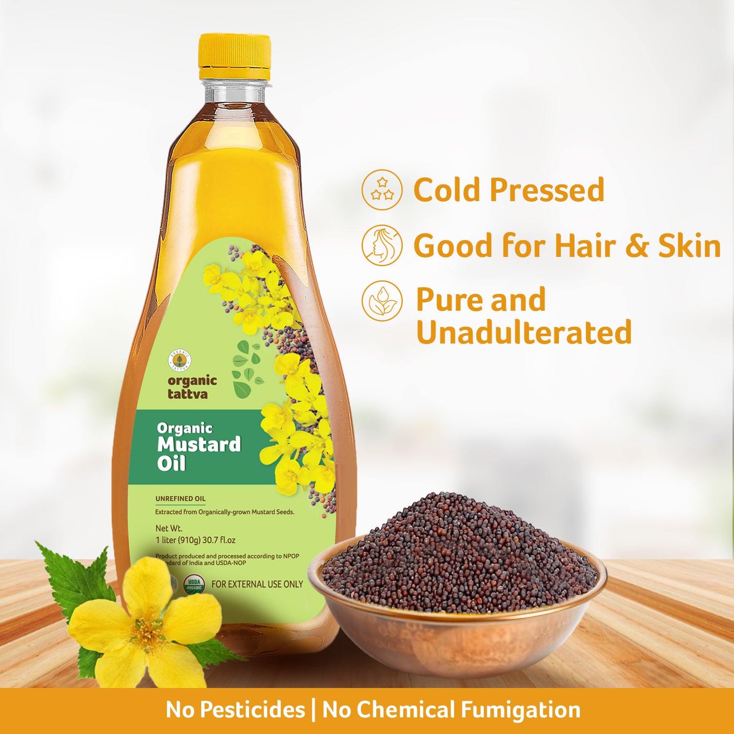 USA - Organic Mustard Oil for Hair and Massage