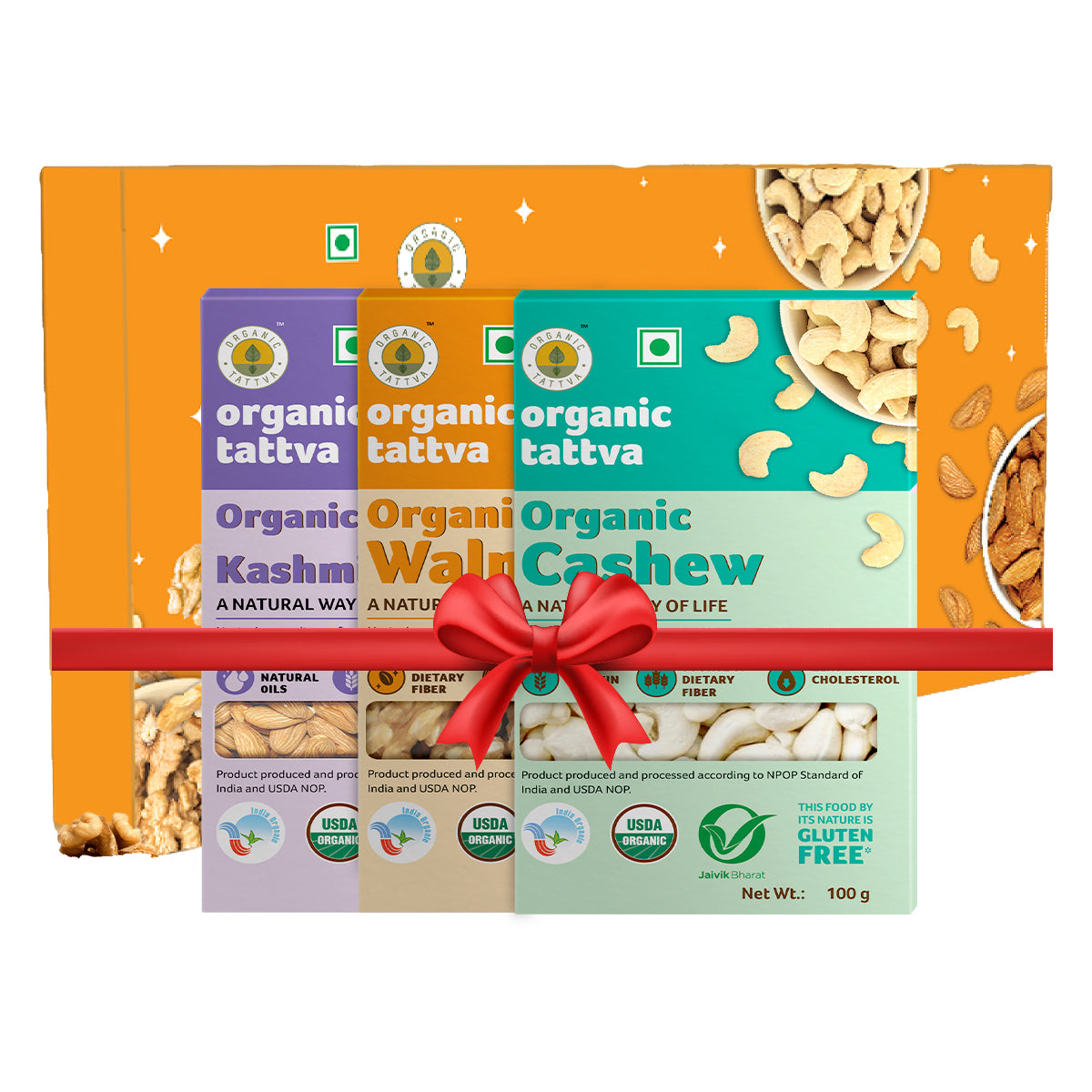 Premium Assorted Organic Dry Fruits Gift Pack - Cashew, Mamra Almonds, Walnuts