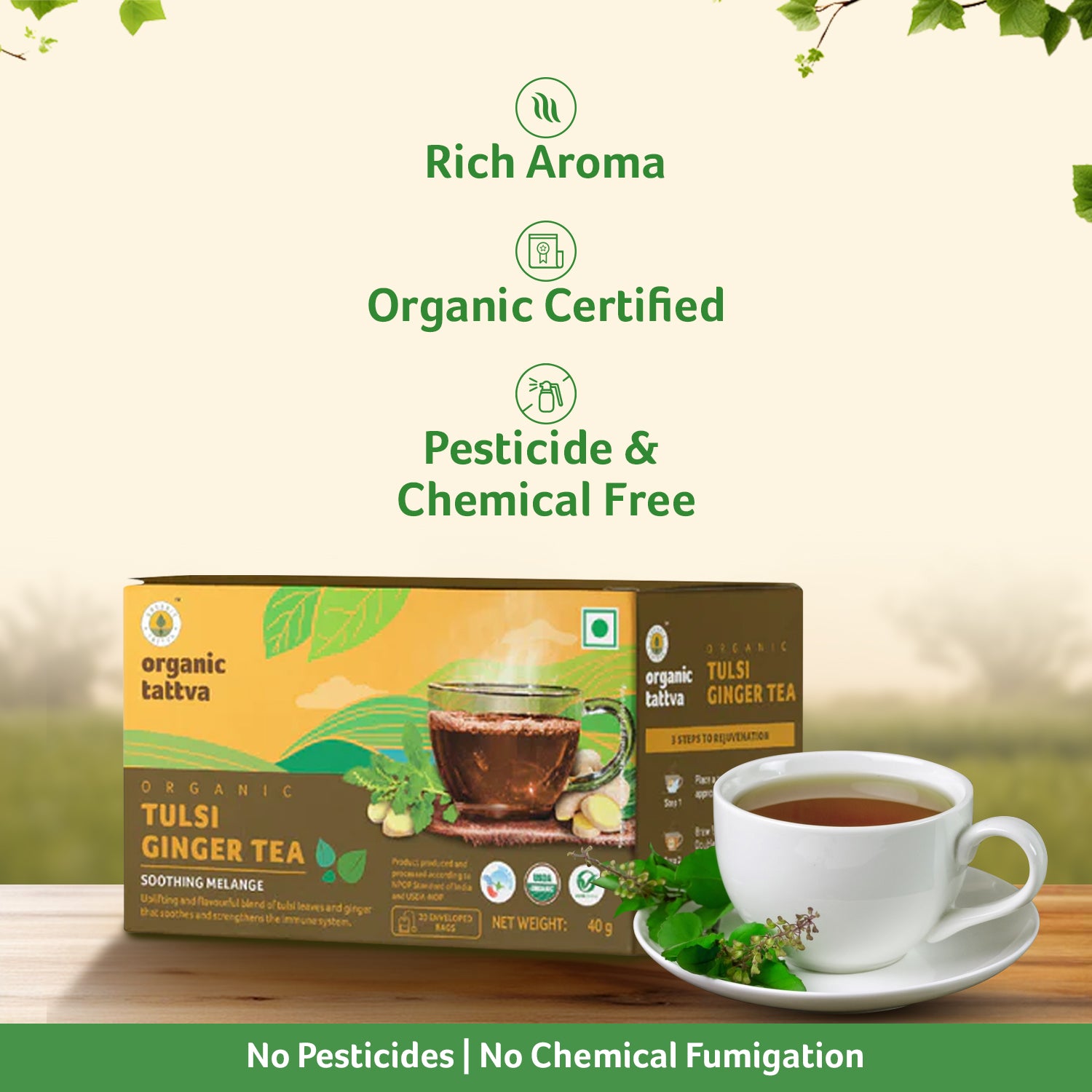 Organic Tulsi Ginger Tea (20 teabags)
