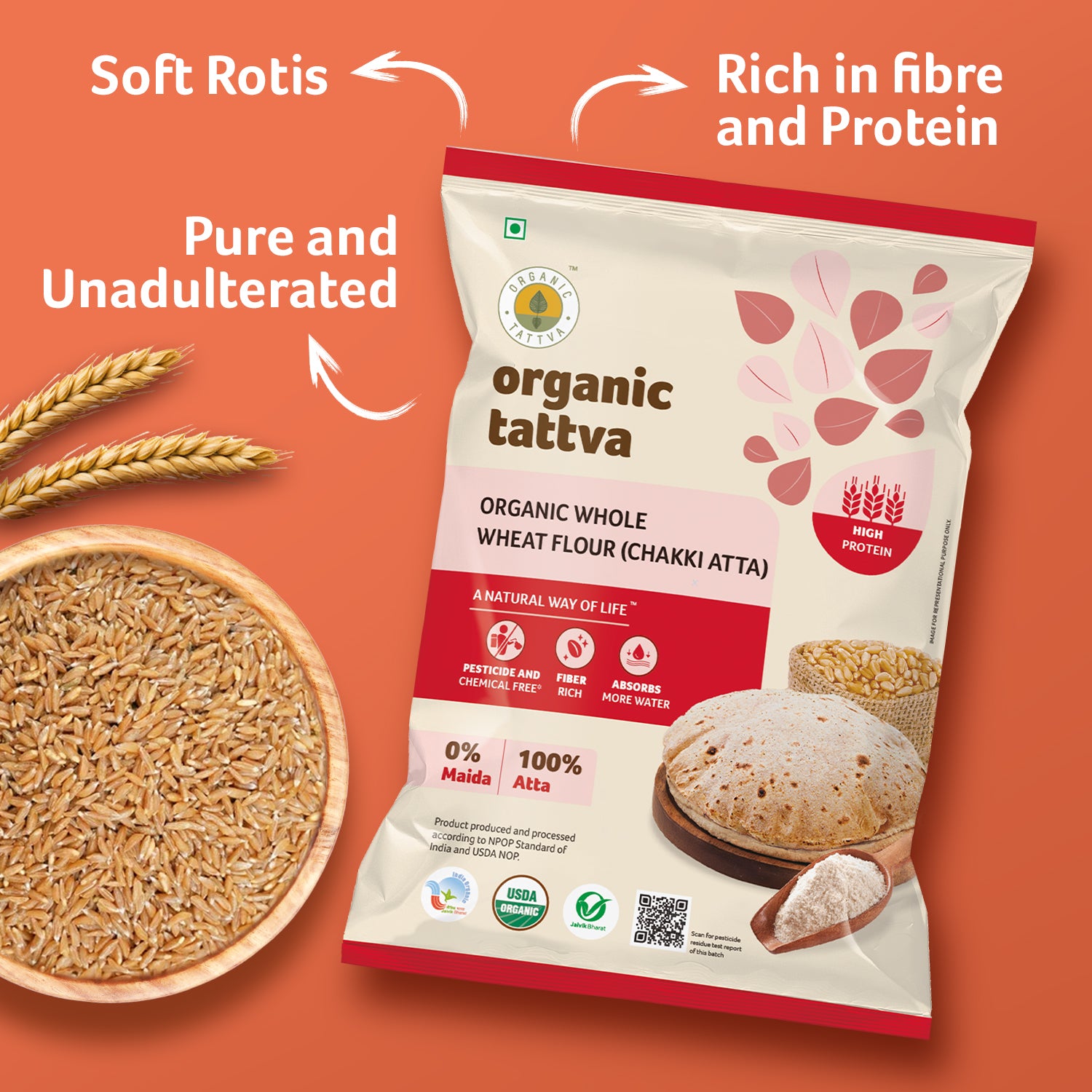 Organic Whole Wheat Flour (Chakki Atta)
