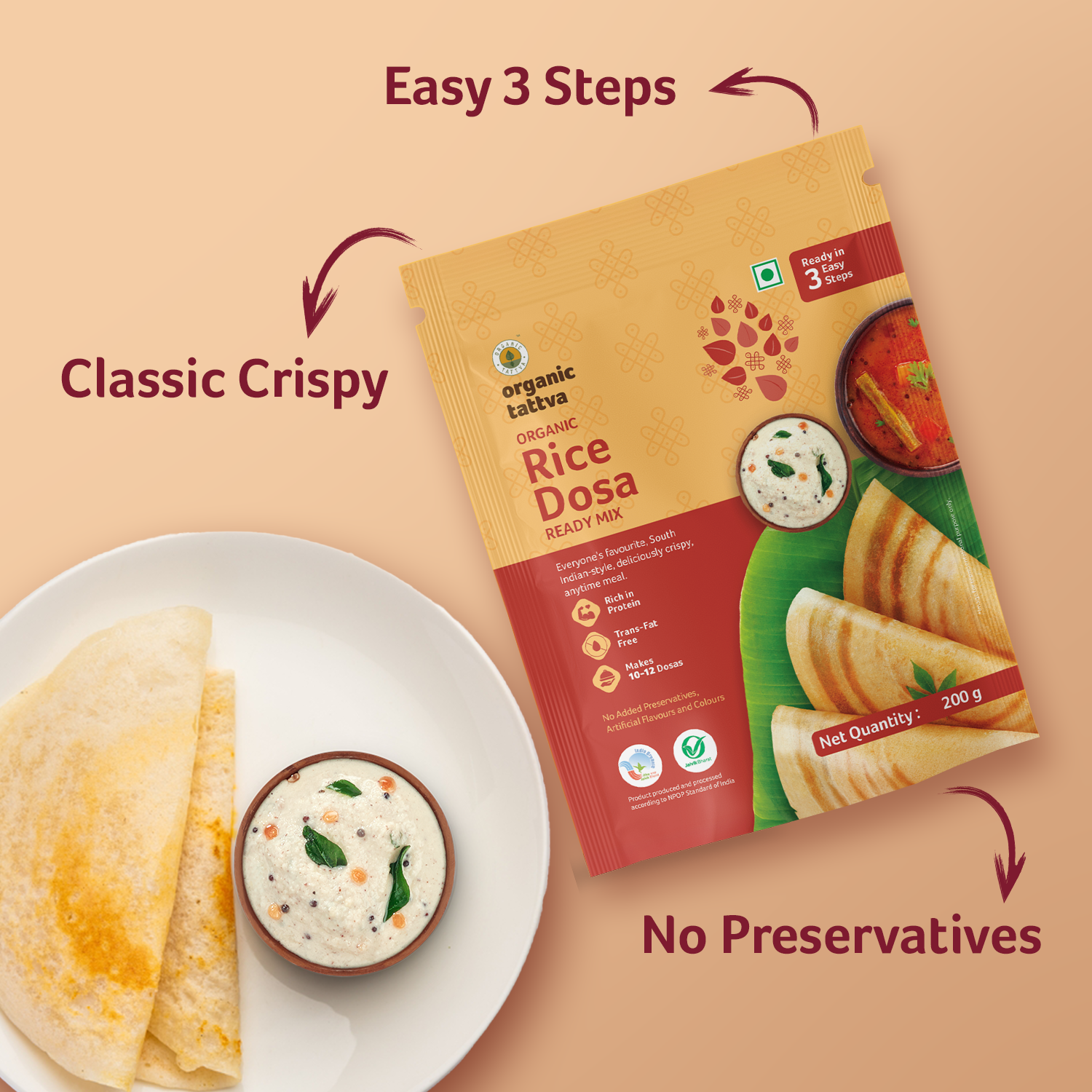 Organic Rice Dosa Ready Mix