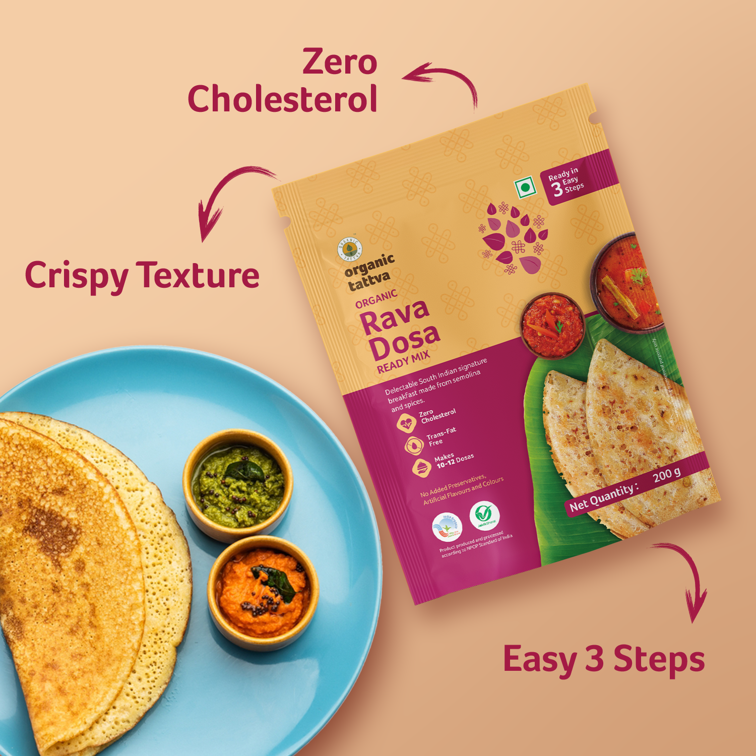 Organic Rava Dosa Ready Mix
