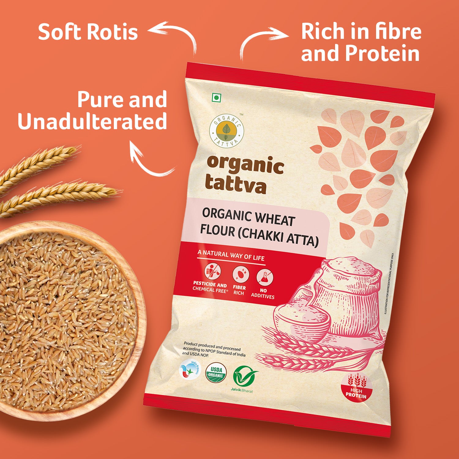 Organic Whole Wheat Flour (Chakki Atta)